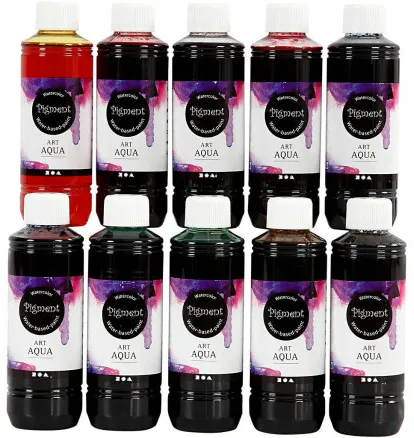Flytande akvarellfärg, ass. färger, 250 ml/10 st.